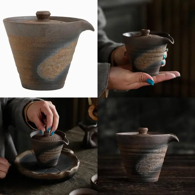 

【CHIMU HOME】 Ceramic Teapot for Japanese Style Coarse Pottery Single Manual Retro Kung Fu Teaware Making Device