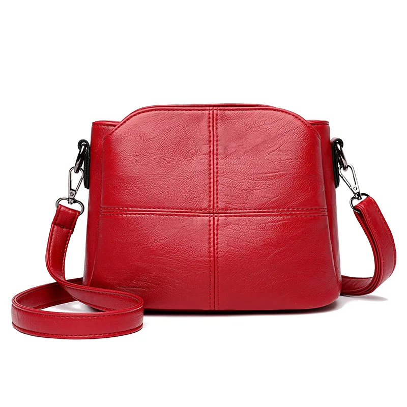 Vintage frauen Weiche PU Leder Schulter Tasche Platz Einfarbig Umhängetasche Mittleren Alters Weibliche Neue Große Dame Messenger Taschen – Detail 19