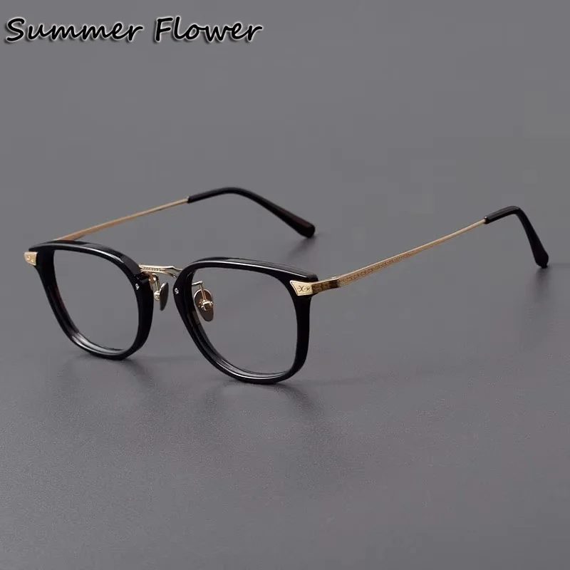 

Prescription Glasses Gentlemen Optical Women Frames Elegant Fashion Spectacles Pure Titanium with Acetate Men Eyeglasses