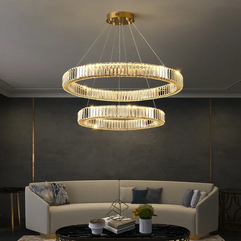 Lámpara colgante de techo de cristal para sala de estar, candelabro de lujo para dormitorio, Bar, mesa de comedor, Lustre de decoración de habitación, 2024 Led