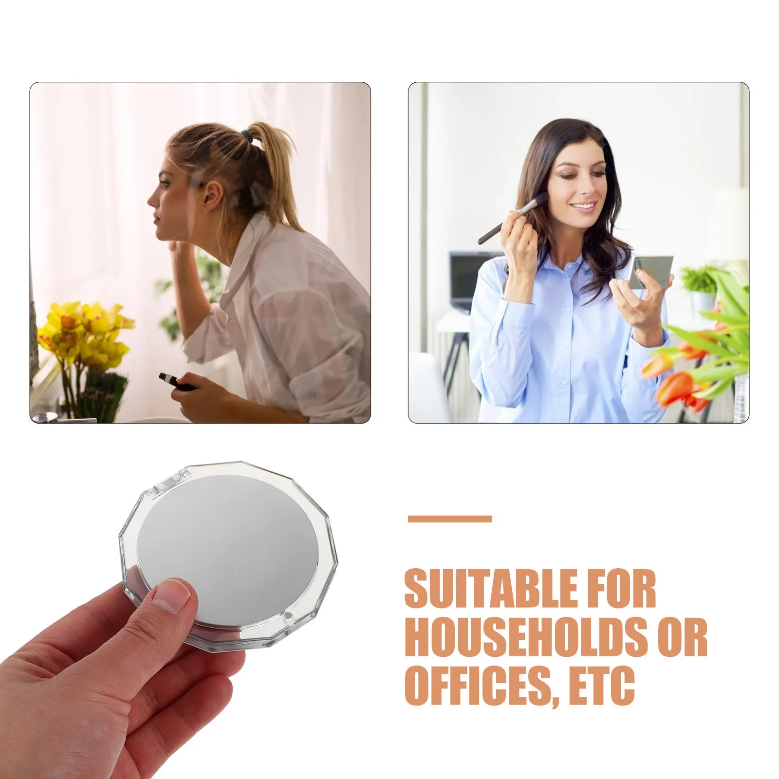 Mini specchio per trucco poligonale pieghevole Piccolo specchio cosmetico portatile compatto e carino per ragazze che viaggiano l'uso quotidiano