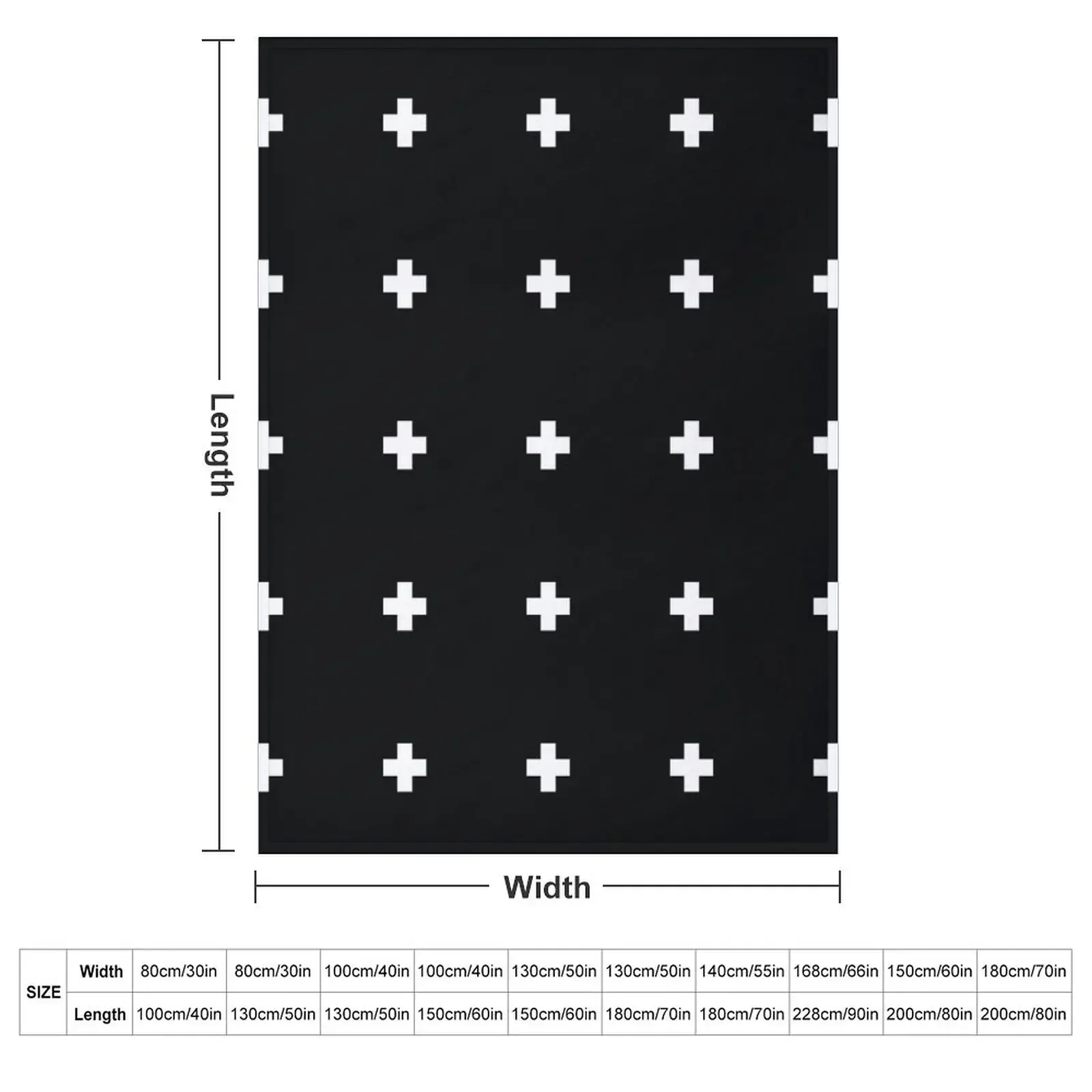 White crosses on black Throw Blanket christmas gifts Retros Plush Soft Big Plaid on the sofa Blankets