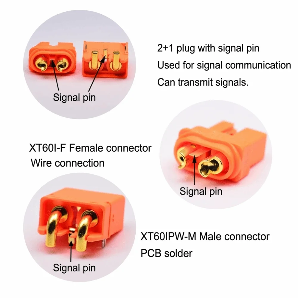 with Signal Pin XT60I-F XT60I-PW 2+1 Plug Model Parts Brass XT60I-PW Male XT60-I Connector Accessories Aviation Plug