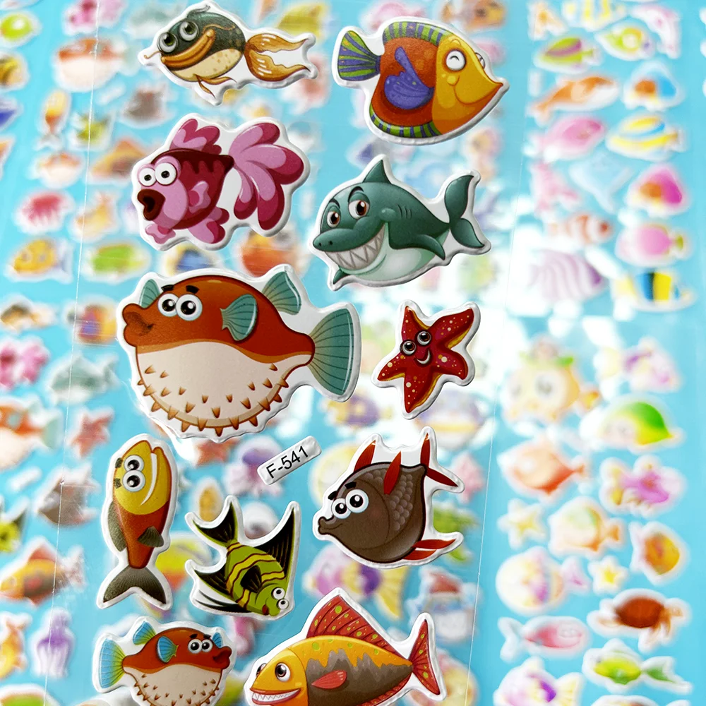 12 sheets stickers for kids cute sea life fish stickers kindergarten reward birthday gifts for children