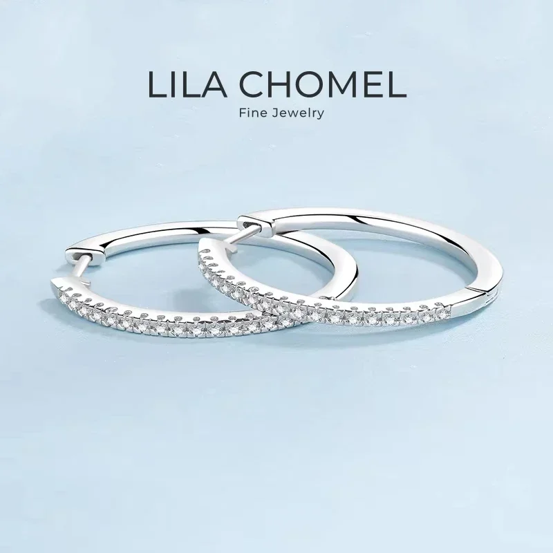 Women Valentines Day 18K White Gold Wedding Hoop Earrings 0.54CT Moissanite Diamond PT950 Girl Friend Birthday Gift Fine Jewelry
