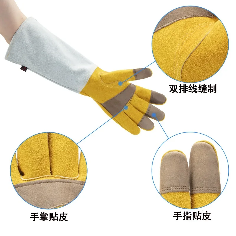 Cowhide Gardening-Gloves Long Stab-proof Cut Insect Bite Welder General Labor-Gloves Protective GardenGloves