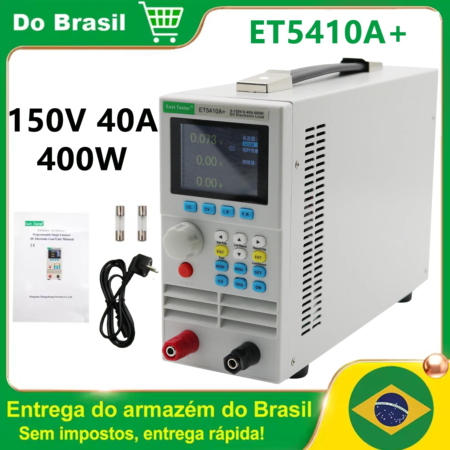 ET5410A + программируемый тестер емкости аккумулятора постоянного тока 150 В/40 А/400 Вт Интерфейс RS485 Программное обеспечение Электронная нагрузка Доставка из Бразилии