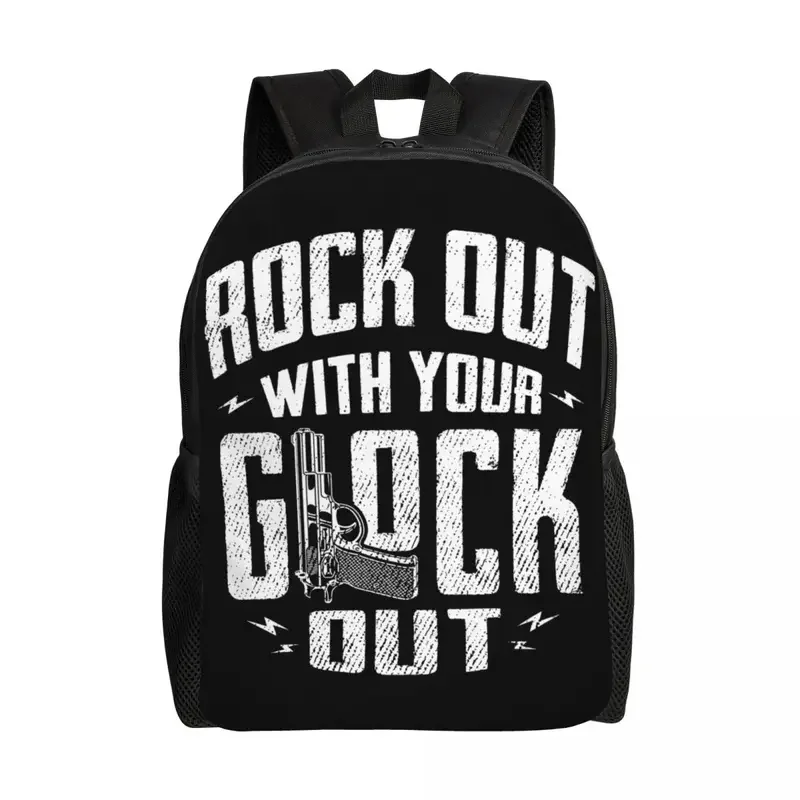 Custom rock out with your Glock out backpack men women basic bookbag for college School USA handgun pistol bags