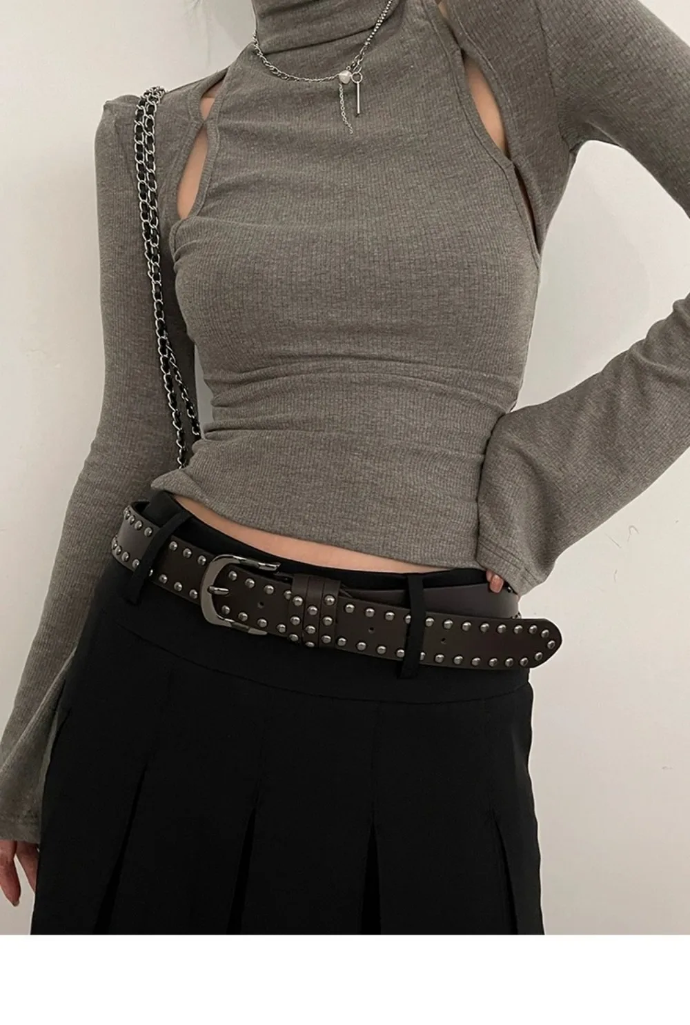 Mode Niet Gürtel Heavy Metal Gürtel Männer Frauen Punk Rock Stil Designer Gürtel Jeans Gürtel Y2K Gürtel Mode Dekoration frauen gürtel – Detail 13