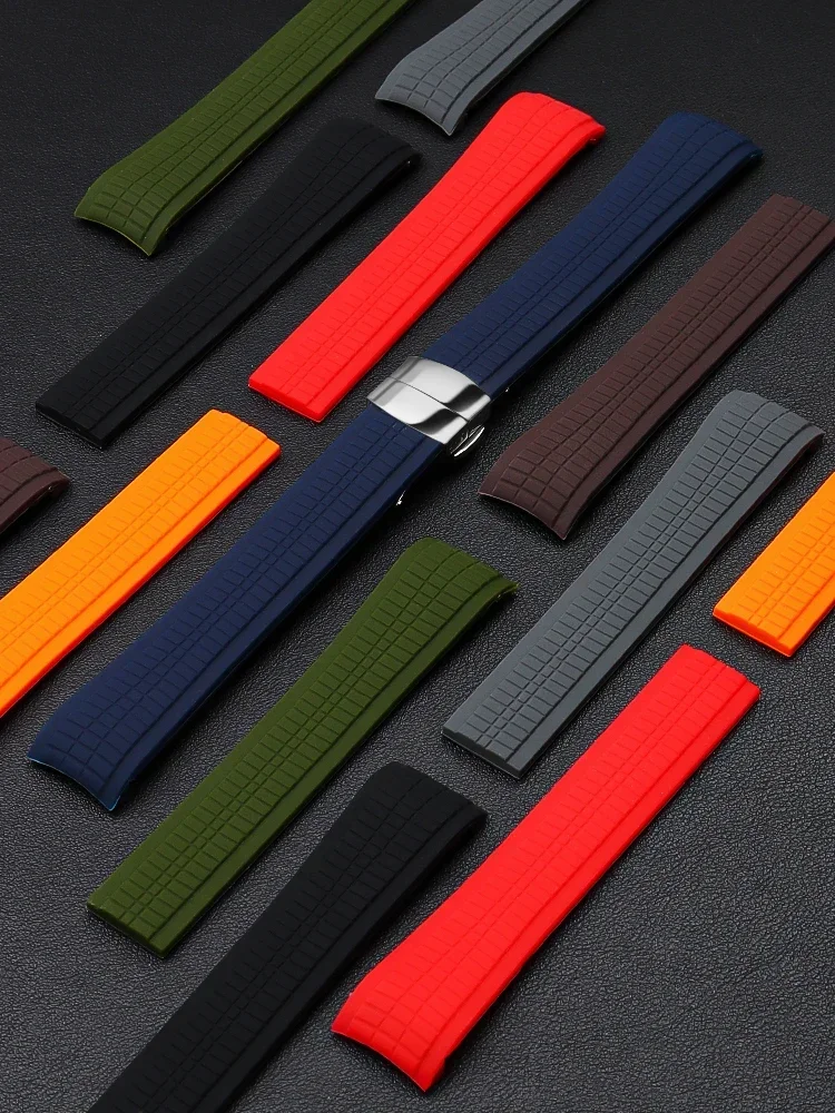 Impermeável Silicone Watch Strap, Folding Buckle, Curvo Interface, Granada Pp, Esportes, Patek Aquanaut, 5167a, 5164, 21mm