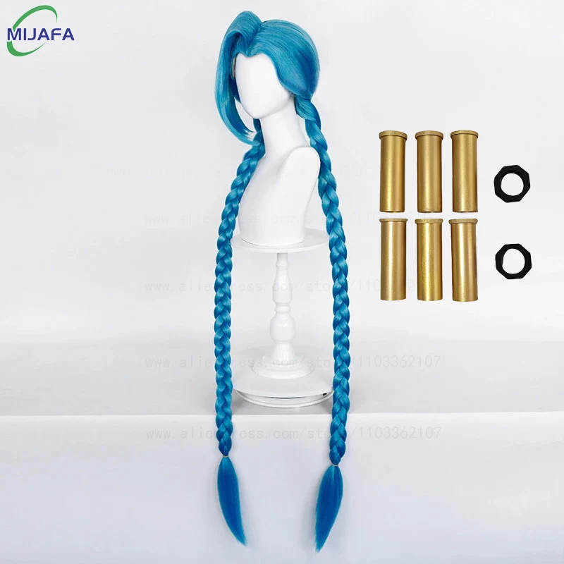 Jinx Long Braided Blue Cosplay Wig