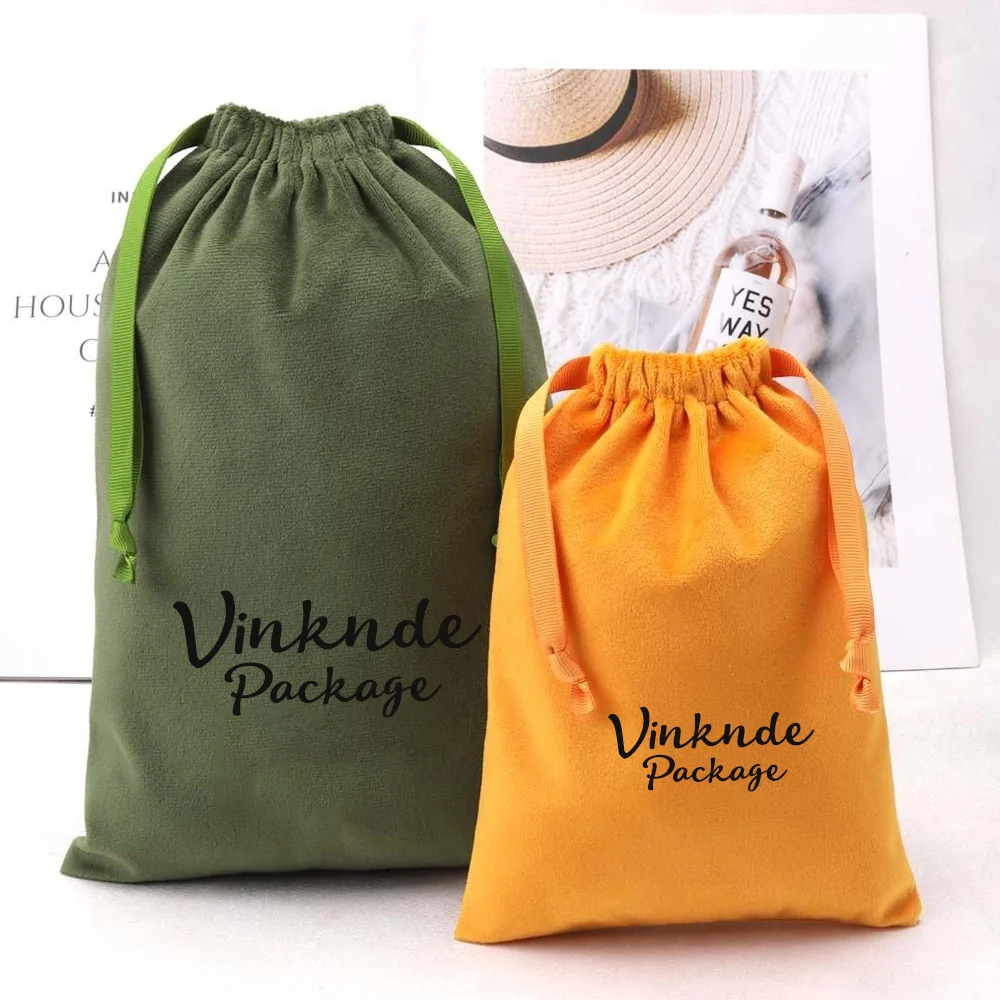 

Custom Logo Rose Yellow Plush Velvet Bag Hair Underwear Jewelry Cosmetic Perfume Packaging Bag Luxury Drawstring Dust Pouches