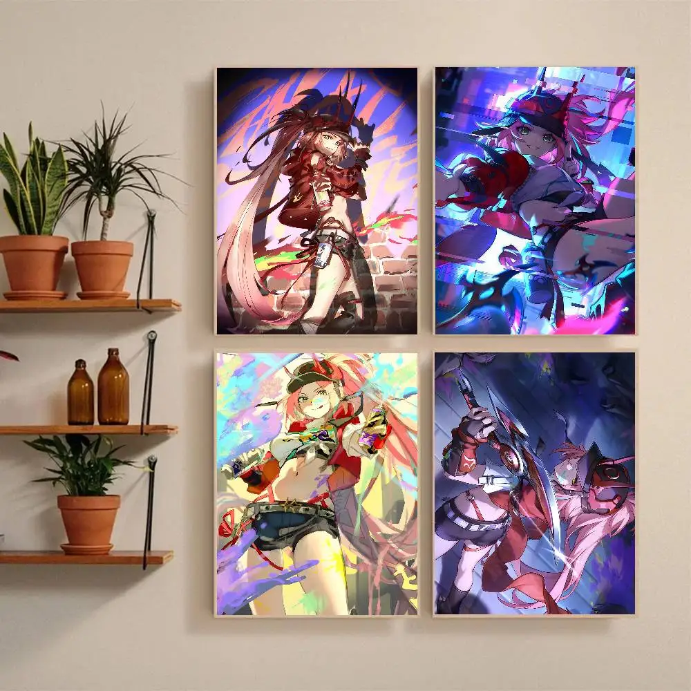 Anime Game Honkai Star Rail Rappa Poster Self-adhesive Art Waterproof Paper Sticker Coffee House Bar Room Wall Decor