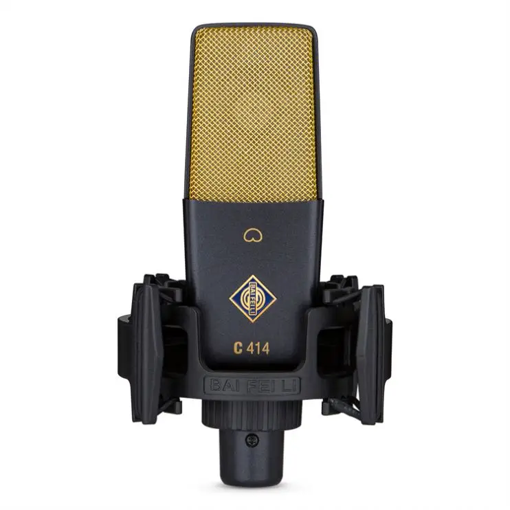 BAIFEILI Professional Studio Microphone C-414 34mm Large Diaphragm Portable Smart Mic Kids Church Performance Sound Card