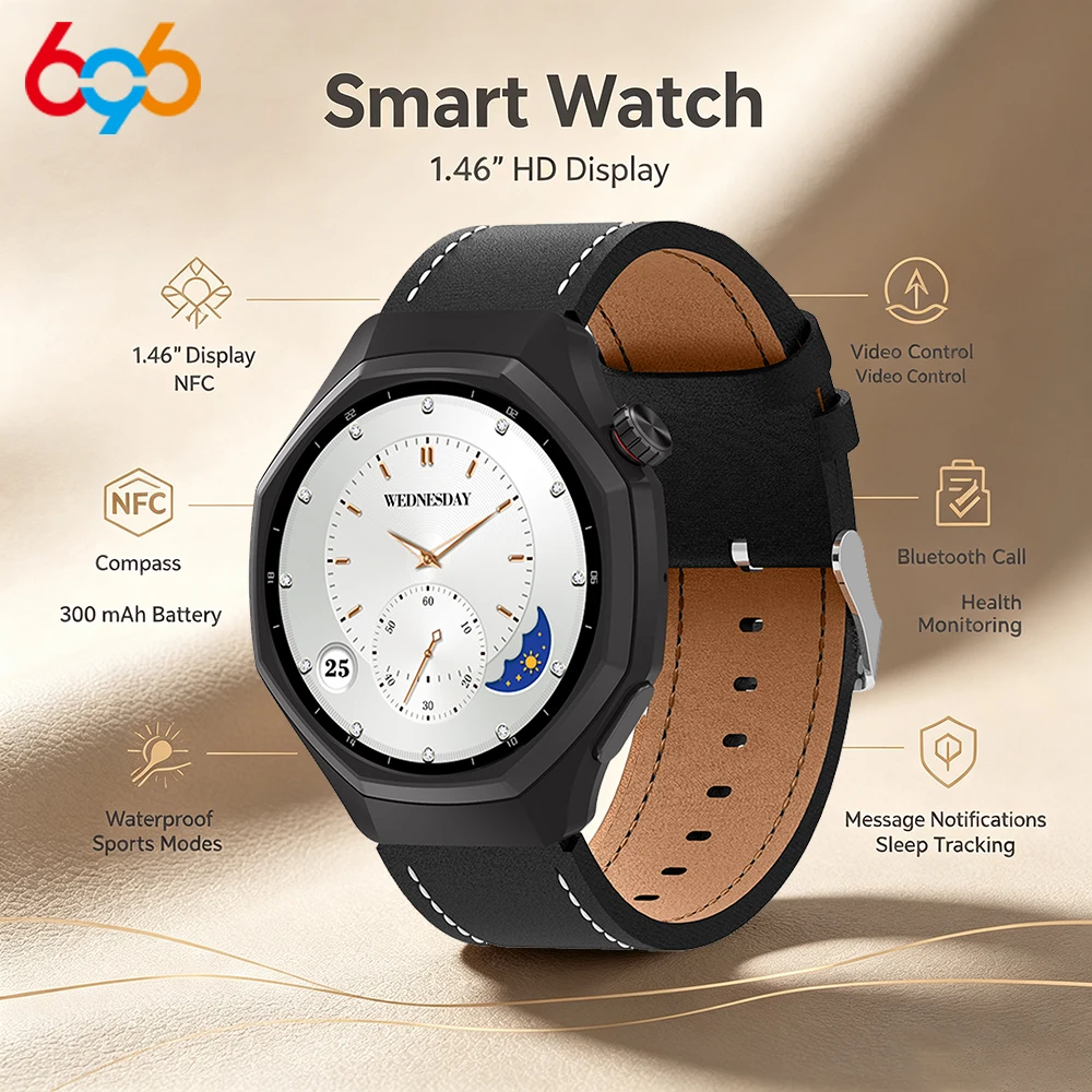 Smartwatch Men Women Short Video Control Smart Watch NFC Stress Sleep Monitoring Health Trackr Sports AI Voice Assistant BT Call