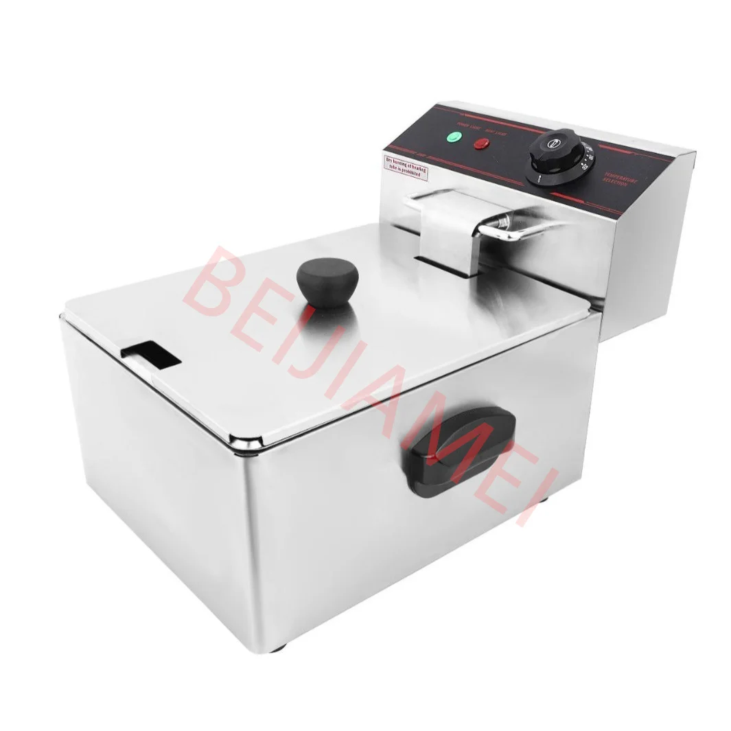 BEIJIAMEI 상업용 대용량 단일 실린더 프라이어, 전기 프라이어, 프렌치 프라이 기계, 스낵 장비