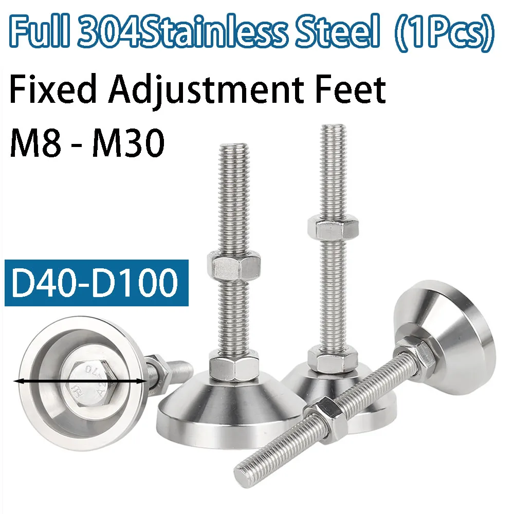Patas de Equilibrio Fijas  Acero Inoxidable 304  Alta Resistencia M8 M10 M12 M16 M20 M30 para Ajuste Mecánico y  Muebles