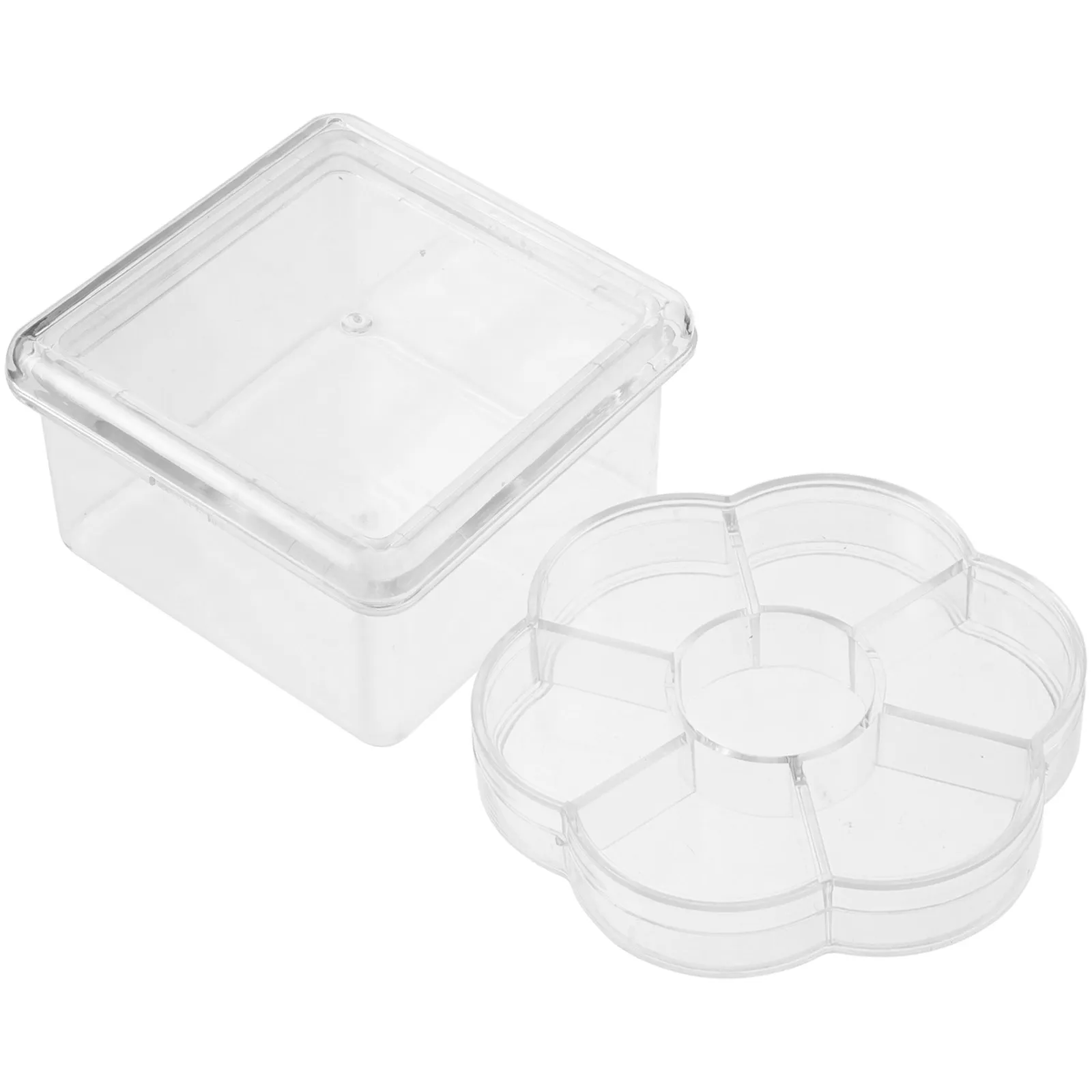 

2Pcs High Grade Transparent Acrylic Storage Box for Earrings Rings Necklaces Paperclips Coins Beads Buttons Jewelry Organizer