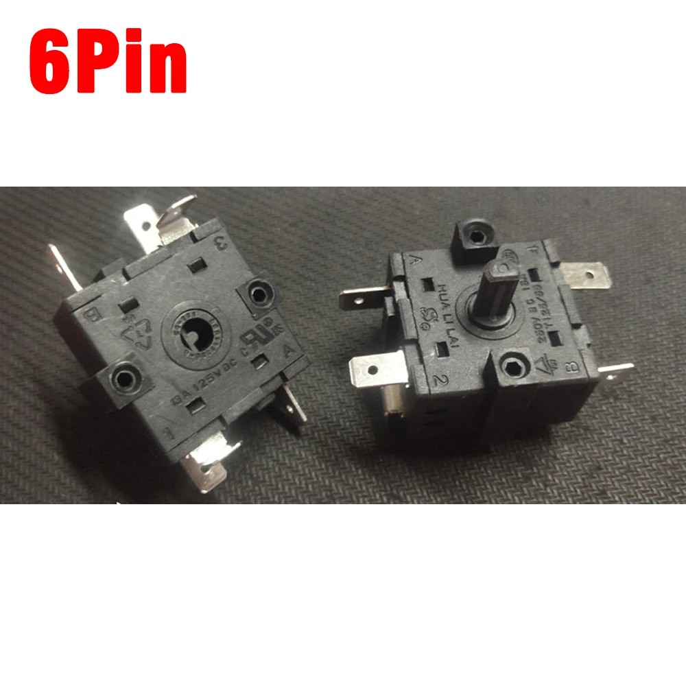 2Pcs Electric oven function selection switch 6Pin Rotary Switch Selector FZ31-9 Temperature Control Switch