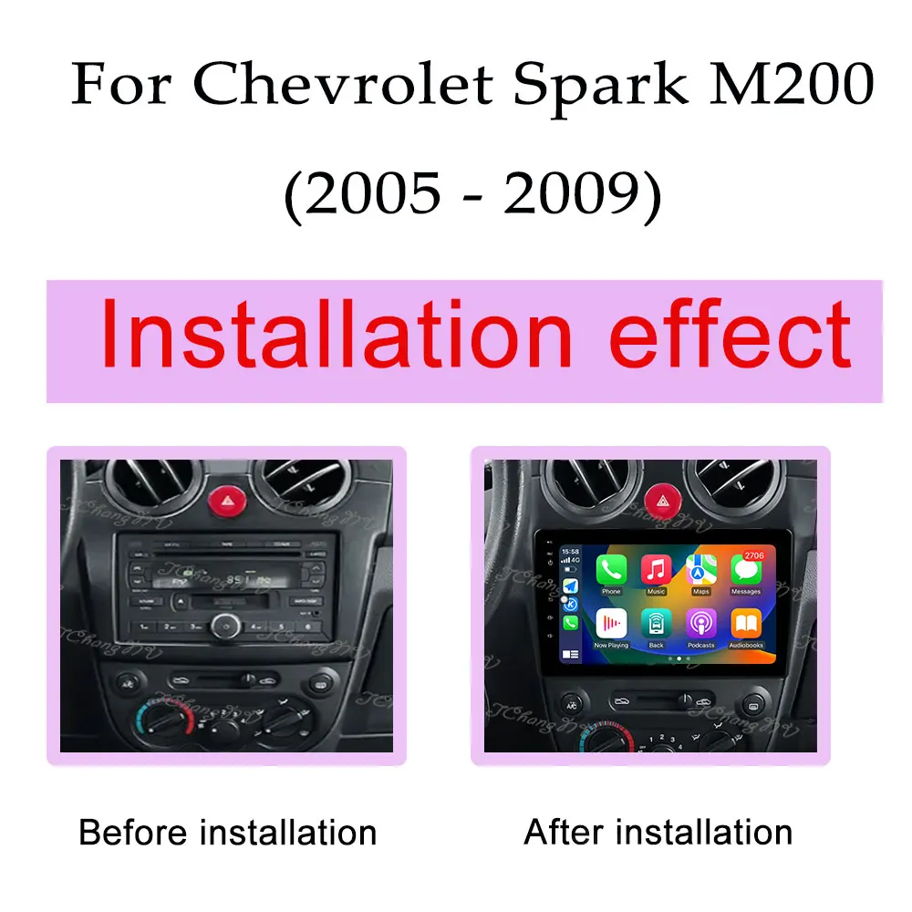 QLED Screen for Chevrolet Spark M200 2005 - 2009 CarPlay Car Radio Video Audio Multimedia Player GPS Navigation DSP Stereo WiFi