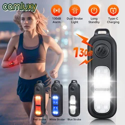 Camluxy 130dB Safety Self Defense Alarm Type-C Rechargeable Personal LED Emergency Night Light with Key Chain for Night Running