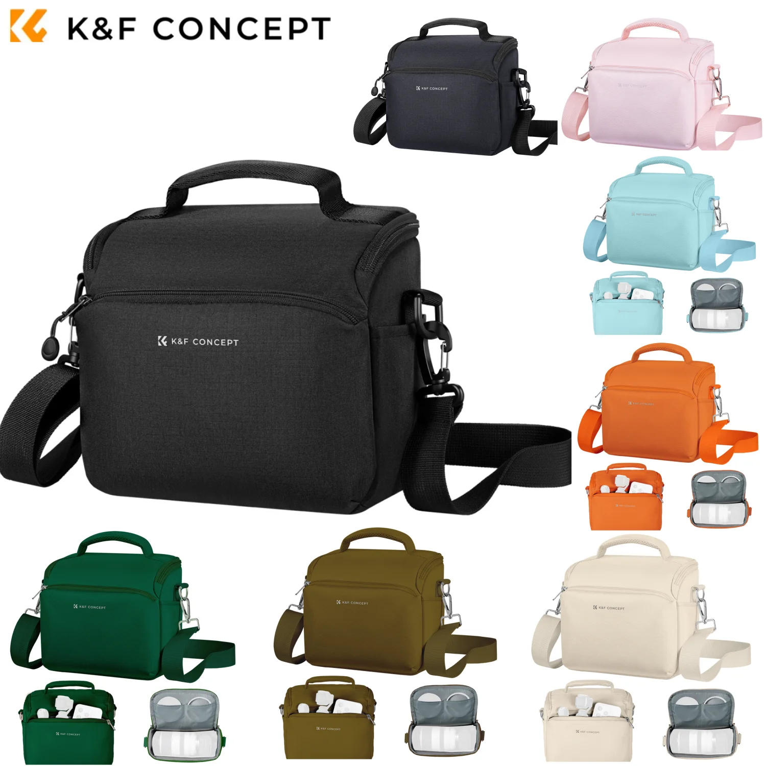 K&F Concept Fotografie Outdoor Crossbody Cameratas Waterdichte schouderrugzak DSLR/SLR cameratas voor Instax mini 12-tas