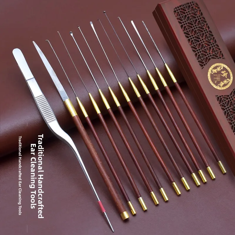 

Professional Ear Cleaning Tool Set Wooden Handle Mushroom Head Ear Scraper Cotton Swab Advanced Technician Kit Ear Dredging