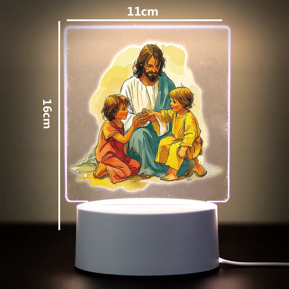 1pc Jesus Children Bedroom Decor 3D Lamp Bedside Rechargeable Night Lights Children\'S Christmas Gift Light