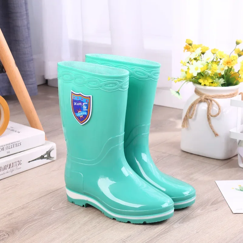 Fashionable High-top Rubber Rain Boots For Women Anti-slip Kitchen Adult Wear-resistant Rain Shoes Boots Water Shoes Wholesale