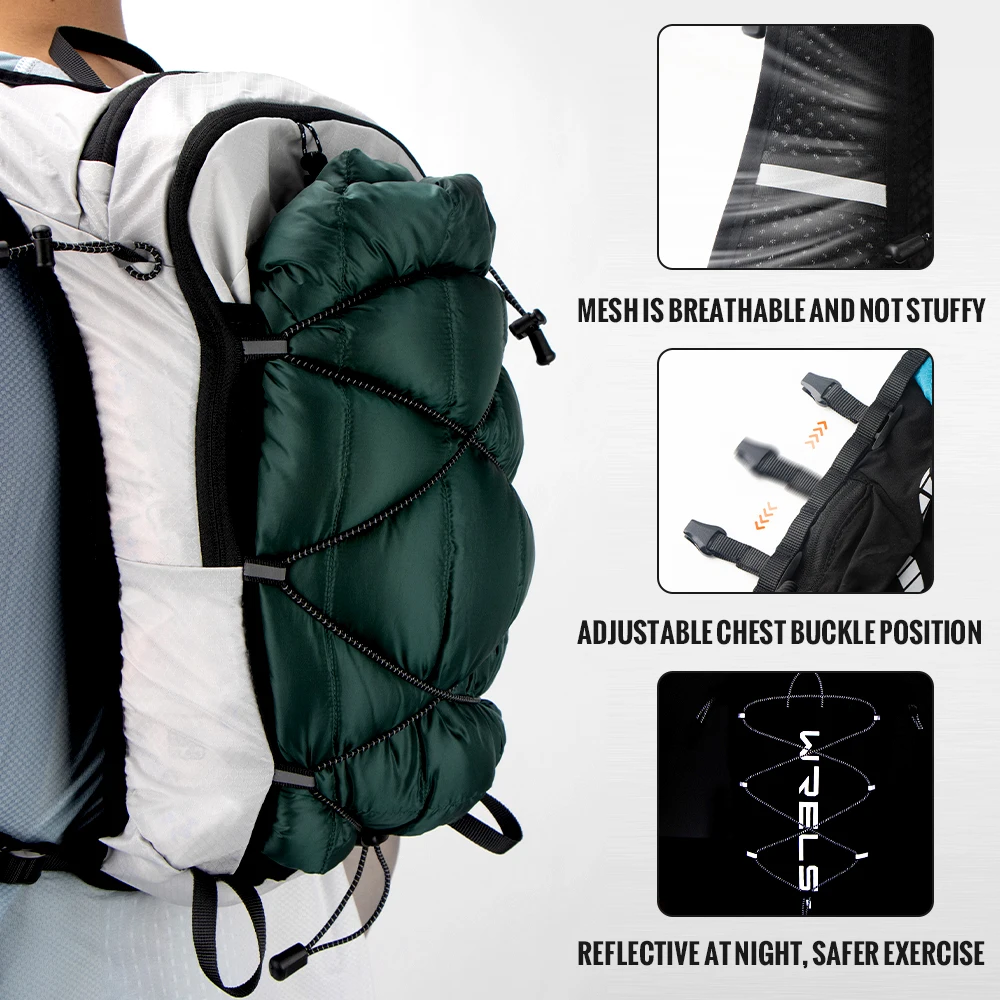 WRELS 8L Running Hydration Vest Backpack Trail Racing Marathon Hiking Fitness Bag Ultralight Backpack Hydration Vest Pack