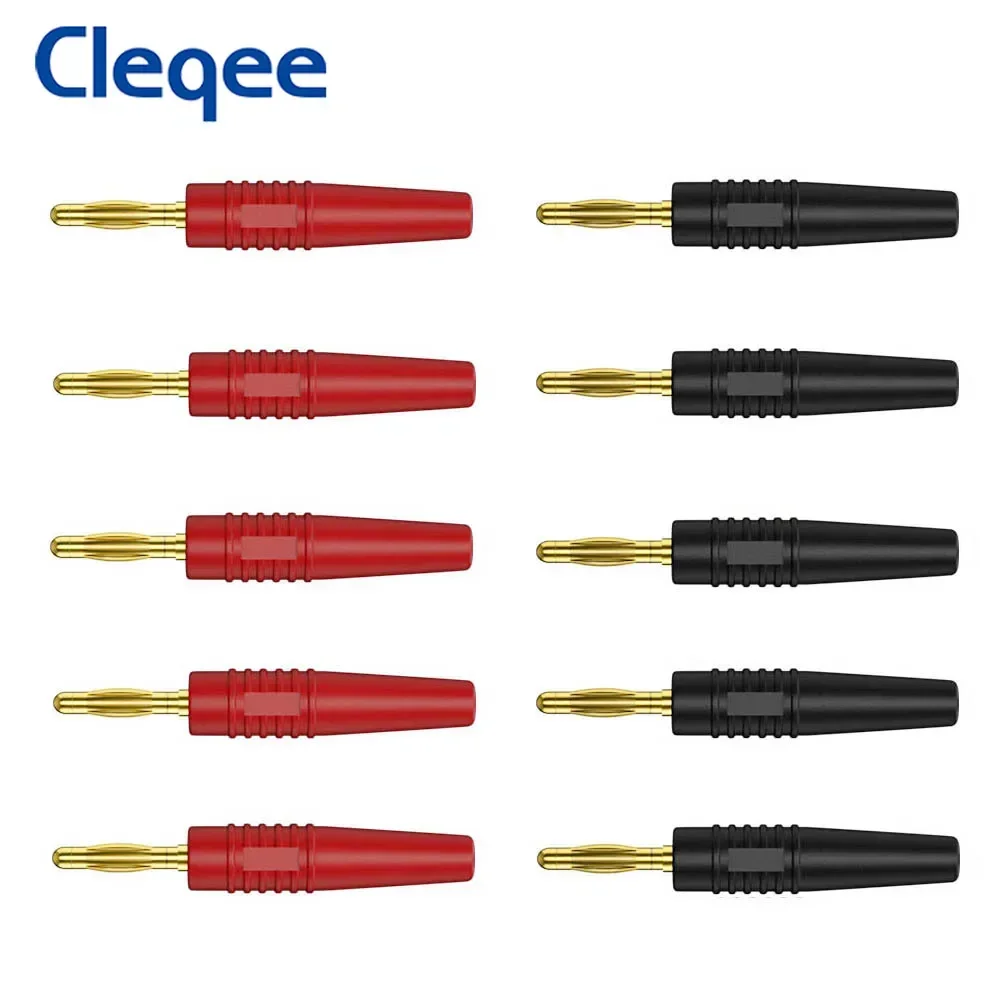 Cleqee P3011 10 Buah 2Mm Colokan Pisang Berlapis Emas Tipe Wilding Speaker Audio Amplifier Kabel Kawat Adaptor Konektor Colokan Daya