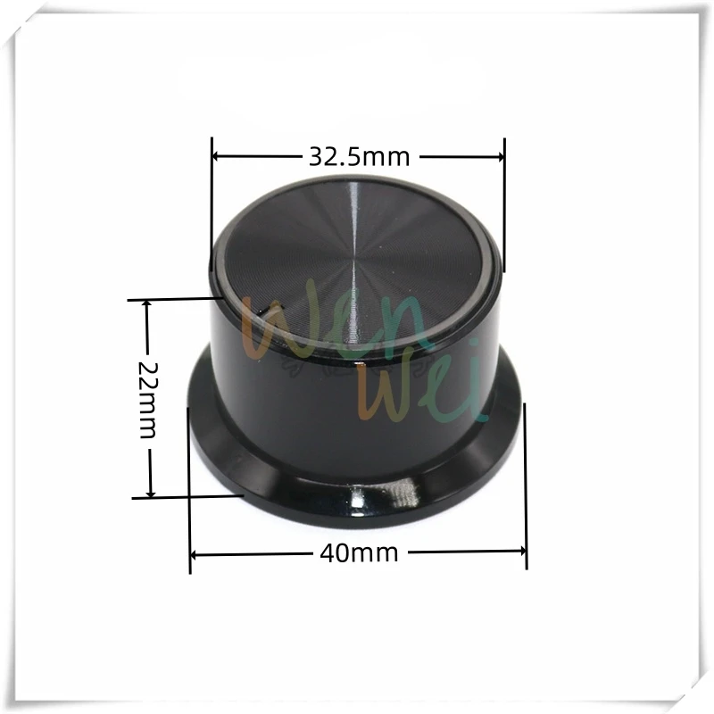 2PCS 40*22mm Black Oil Injection Light Transmission Knob Cap Potentiometer Power Amplifier Sound Switch Cap Axis /D Axis 6mm