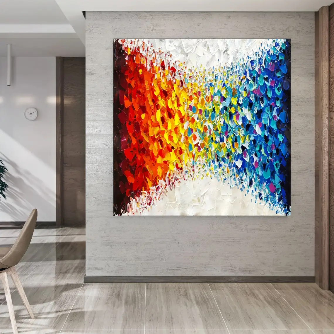 Large Abstract Forest Wall Decor Handmade Oil Painting On Canvas Red Blue Tree Wall Art Home Decor Modern Heavy Textured Art