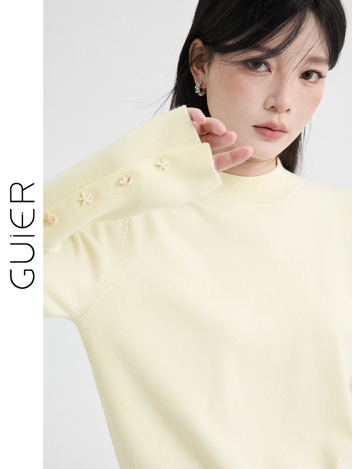 

Женский вязаный свитер-база Guier с высоким воротником, зимний, новый, на пуговицах, длинный рукав