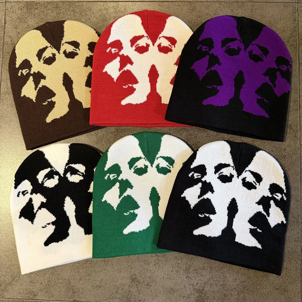 Halloween Fashion American Style Graphic Print Skullcap Outdoor Winter Casual Hat Stretchable Keep Warm Beanie Men Women