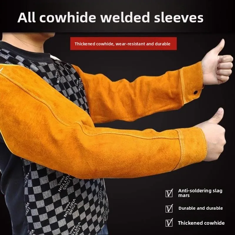 Pure Cowhide Electric Welding Sleeve Welder Protection Special Sleeve Anti-scalding, Heat Insulation and Wear-resistant Welding
