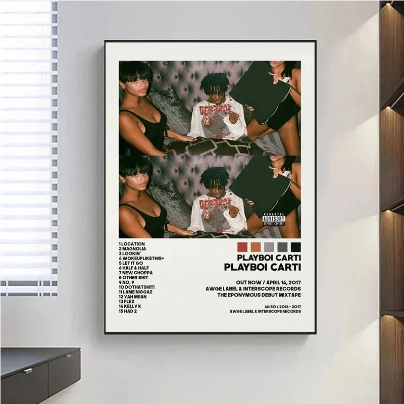 غلاف ألبوم الموسيقى Playboi Carti ملصق كامل لوتا الأحمر قائمة المطارات صورة يموت مضاءة الرسم على لوحات القماش الجدارية يطبع ديكور المنزل هدية #3