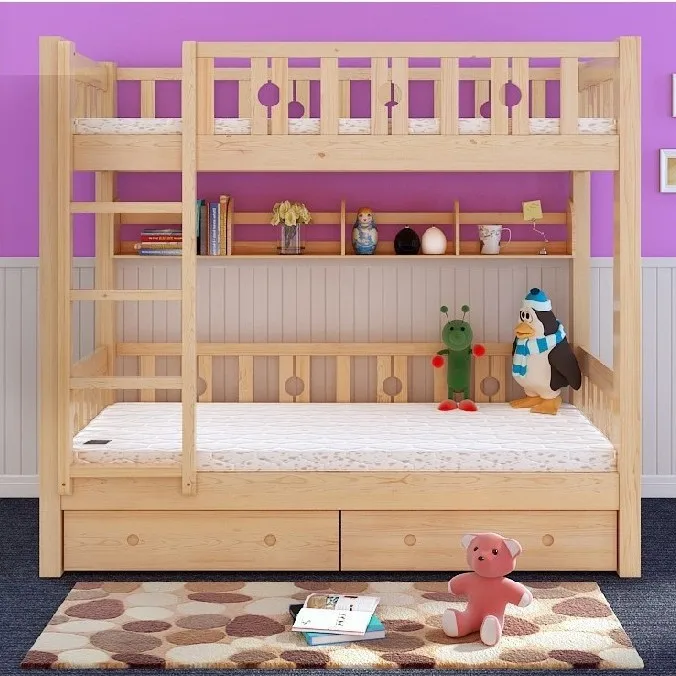 High and low bed solid wood mother and child bed supply simple and fashionable solid wood children's bed high