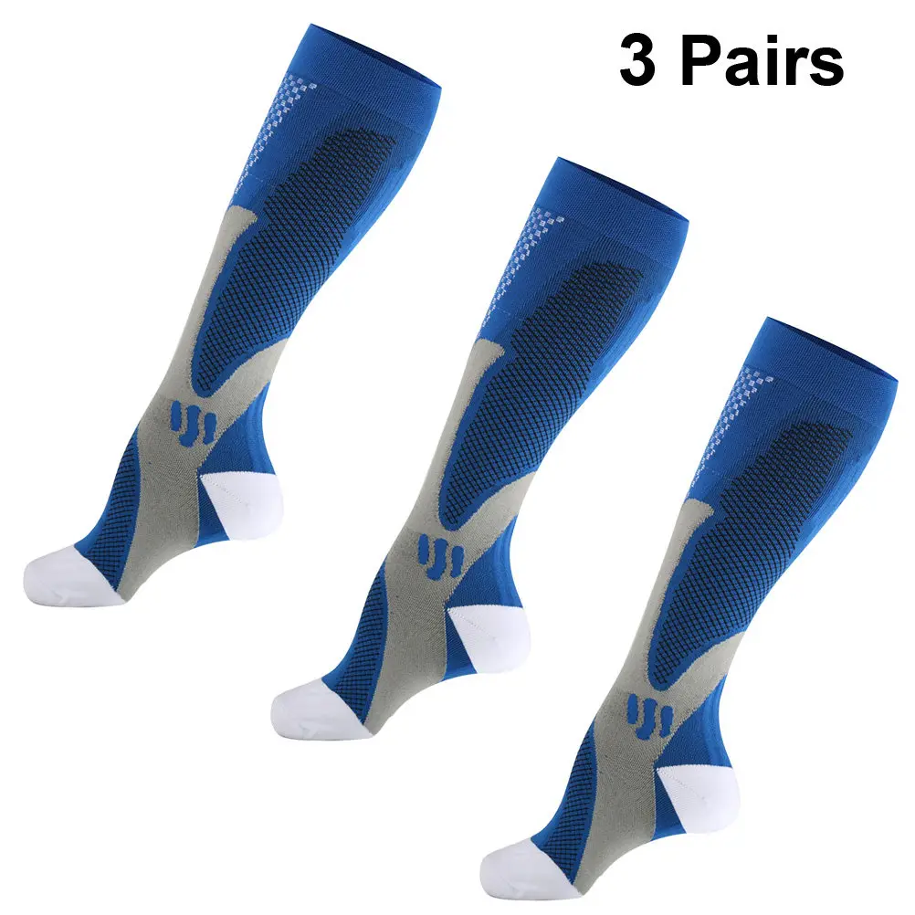 

3Pairs Compression Socks Non-Binding Design Relieve Calf Muscle Fatigue Reduce Swelling for Running Sports Outdoor Fitness