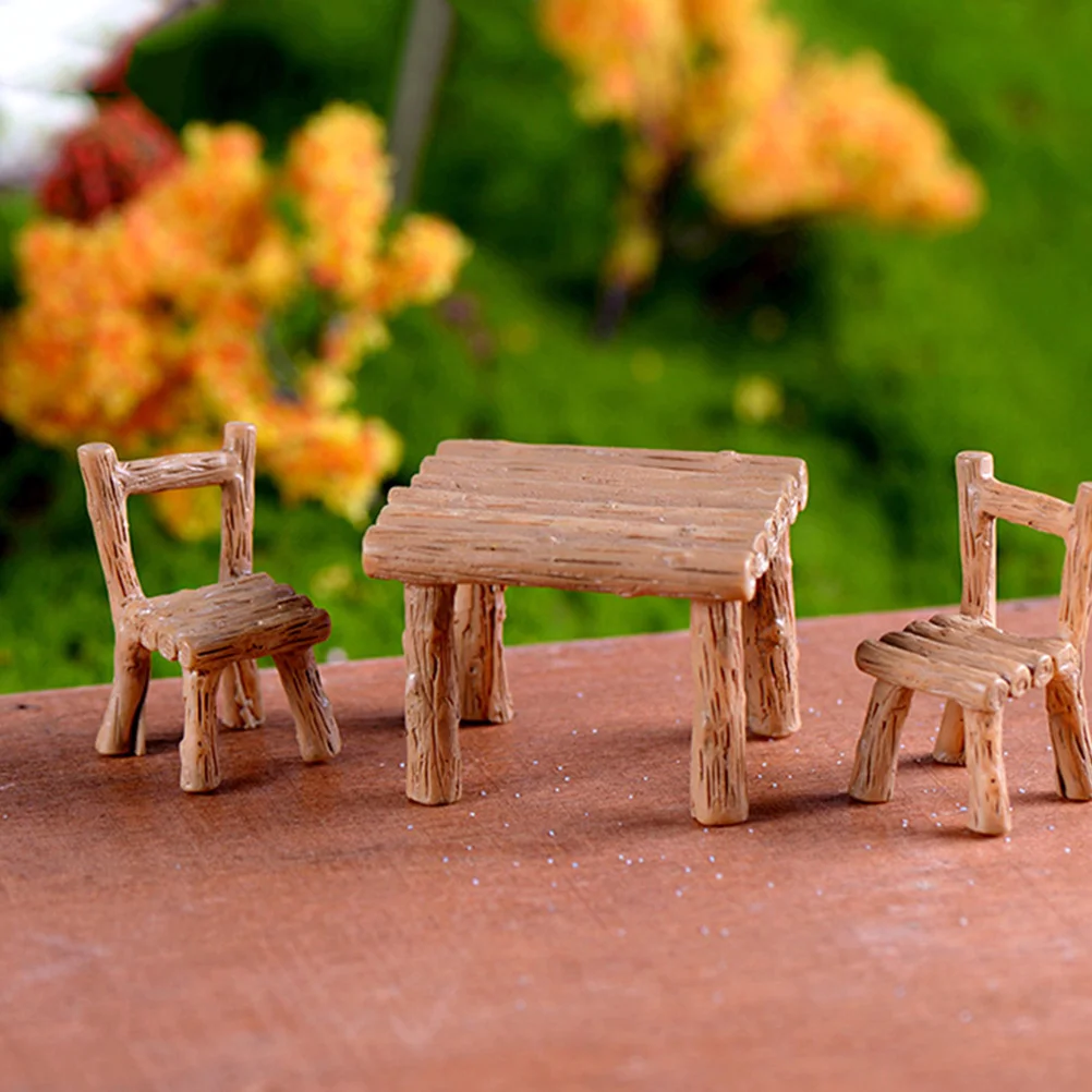 

1 set Moss Ornaments Mini House Table Decor Chair Set Miniature Furniture Model Micro Landscape Chairs Tables Dollhouse