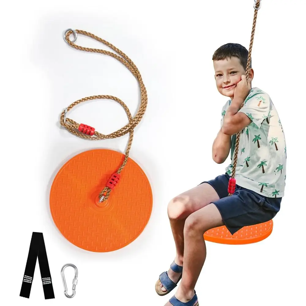 

Rotating Disc Swing or Kids - 360° Swivel Seat, No Assembly, Portable Rope Swing - Indoor/Outdoor or Trees, 330lbs acity, Ages 3
