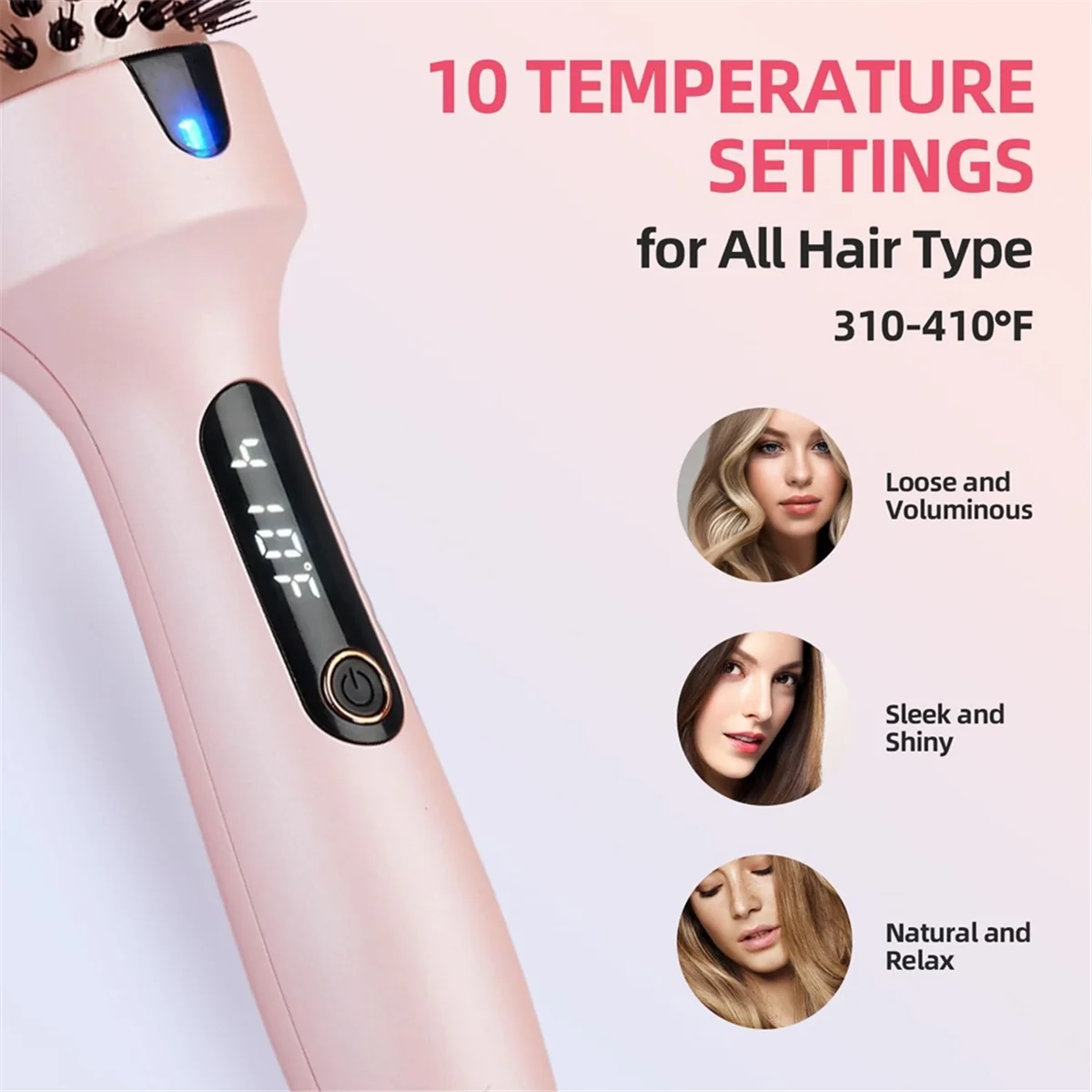 Nouveau 3C-brosse thermique brosse à friser, brosse ronde thermique chauffée ionique négative pour Look de volaille, Curling et lisseur prise ue