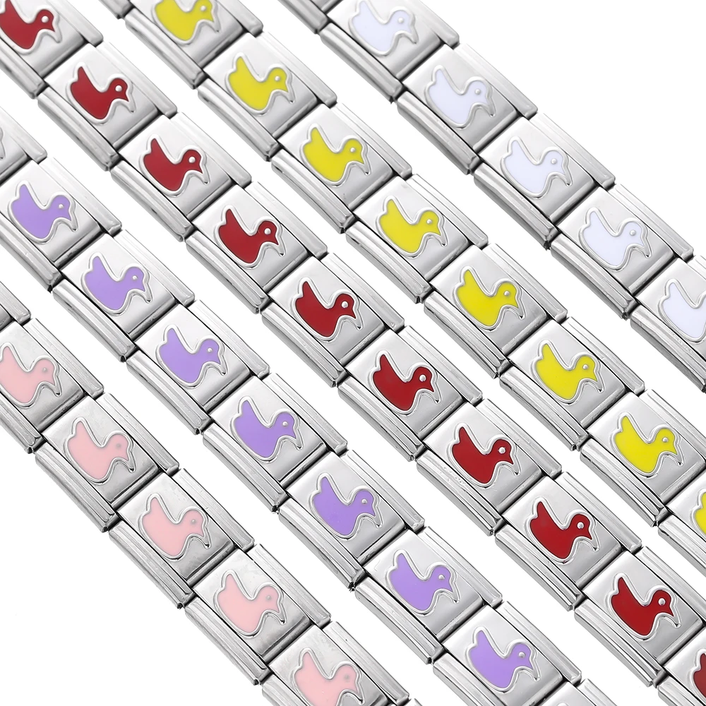 1 Stuks Mode Eend Charm Links Rvs Vierkante Module Fit Armband Enkelbandje Maken DIY Sieraden Benodigdheden Accesscries