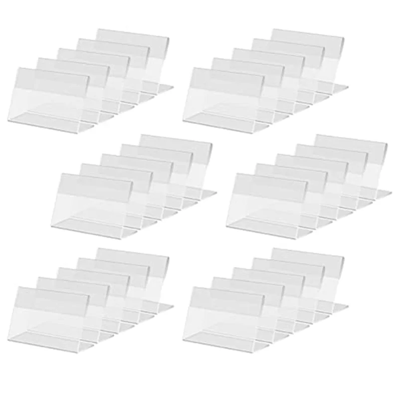 

ADP-30 PCS Mini Clear Acrylic Sign Display Holder,Horizontal Slanted L-Shape Acrylic Name Card 7x4 CM