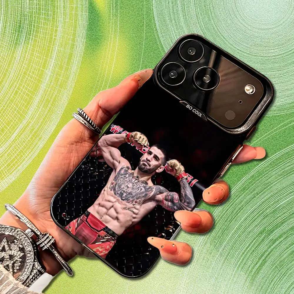 เคสโทรศัพท์ I-Ilia Powerful T-Topuria สำหรับ iPhone 14,17,13,12,11,16,15,Mini,Pro,SE,XS,MAX,สีดำด้าน ผลิตจากซิลิโคน