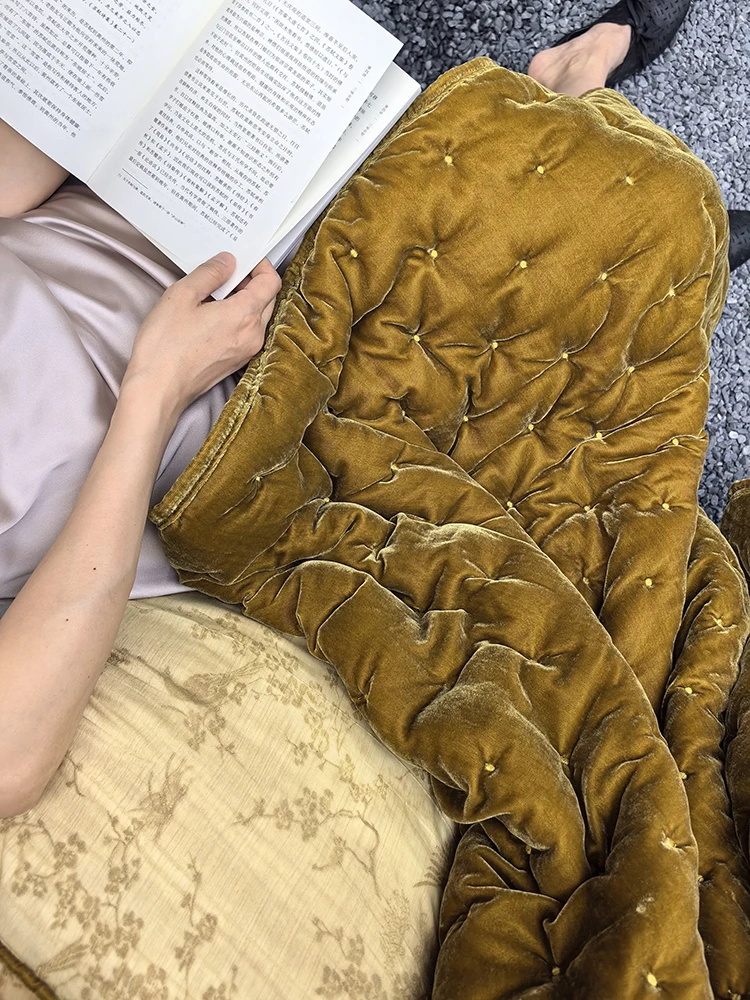

Плед Fusheng в национальном стиле из бархата с охлаждающим эффектом, ретро-плед для дивана и кровати, подушка-плед, летний легкий плед-накидка