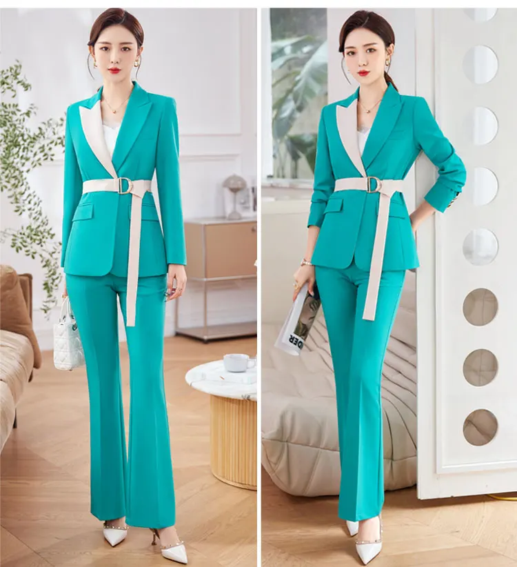 

Spring and autumn women' suits light luxury temperament self-cultivation color tie casual women suits office sets high-end suit