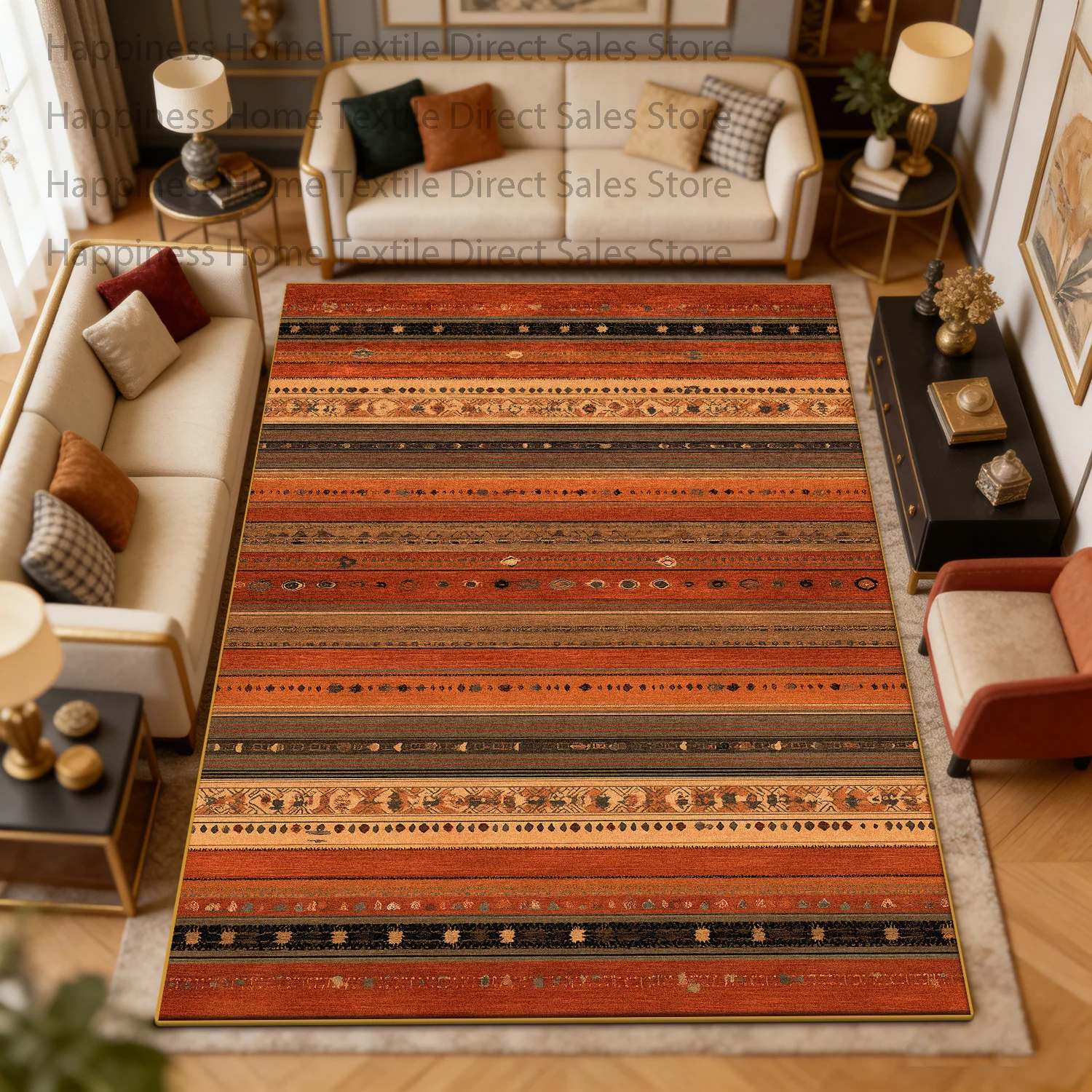 Bohemian ethnic style living room sofa carpet Machine washable non-slip Decoration bedroom rug soft Fluffy large area parlor mat
