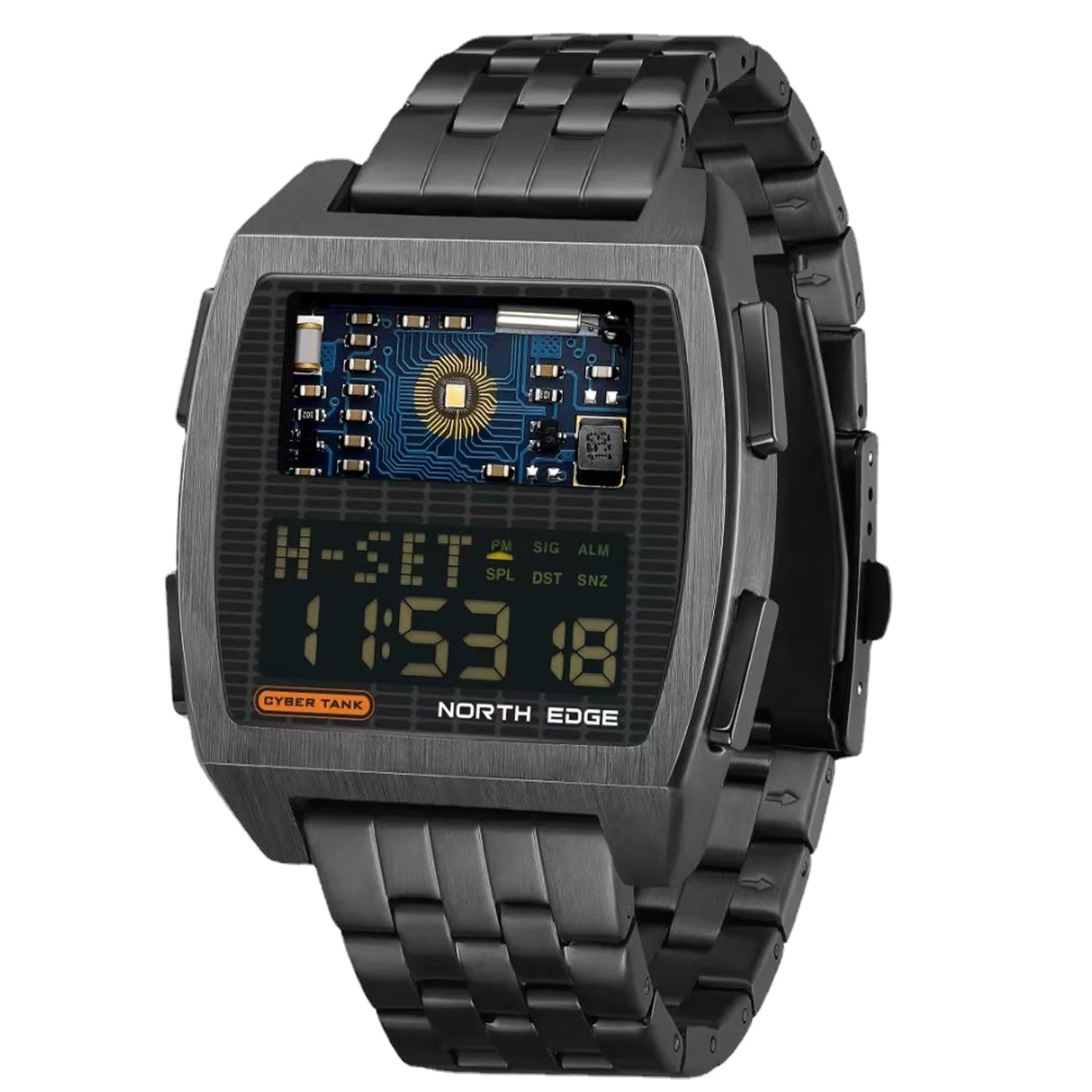 

Digital Wrist Watch Digital Black Stainless Steel Wristband Watch 50M/164FT Waterproof Outdoor Watch Digital Smart Watch For Men