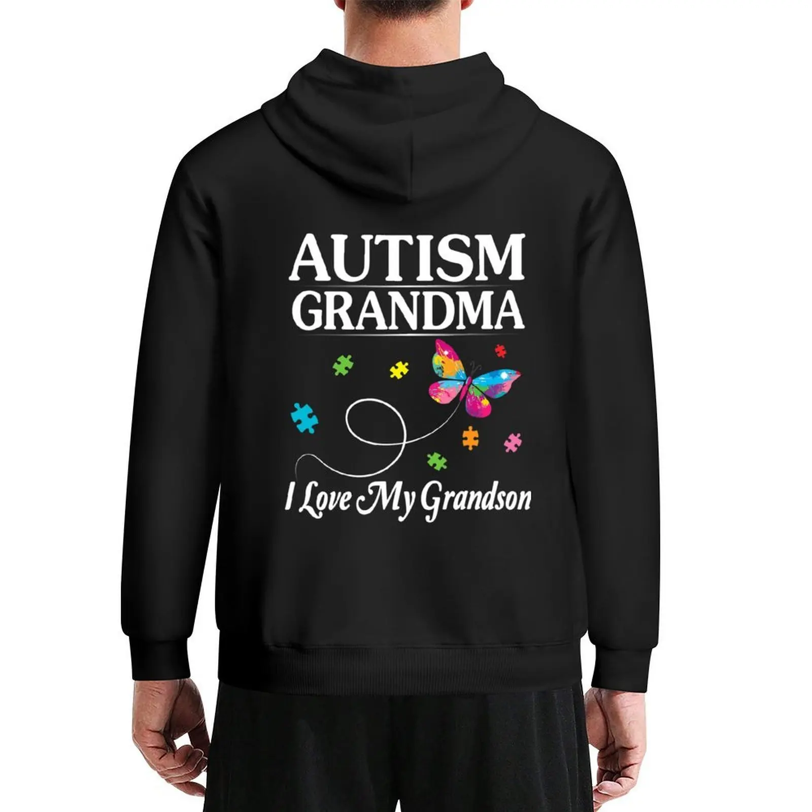 

Butterfly Autism Grandma I Love My Grandson Awareness Hoodie japanese style mens clothing autumn new products hoodie streetwear